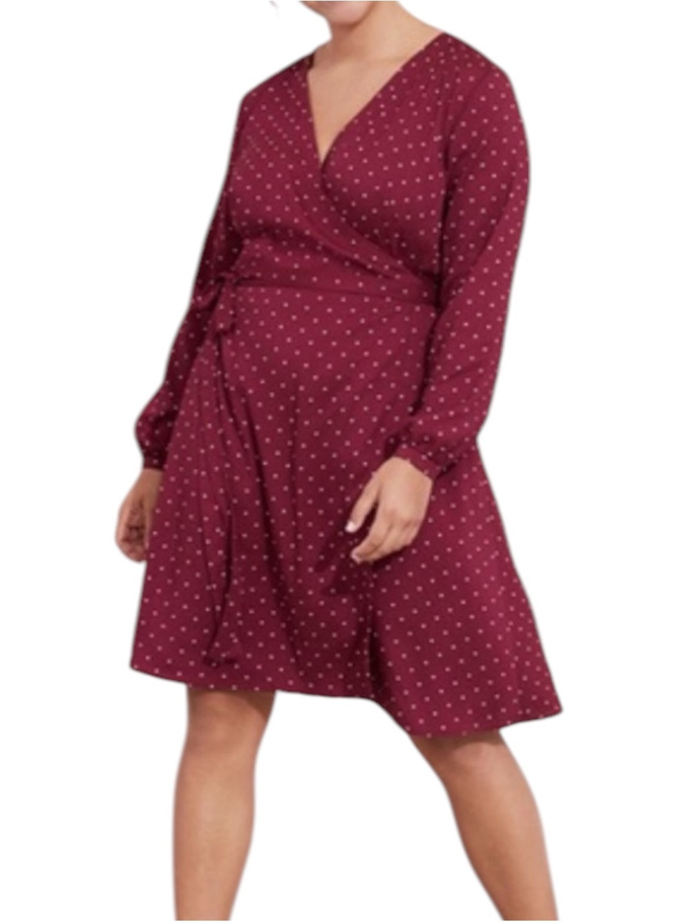 LOFT Plus Size Star Burgundy V Neck Wrap Dress